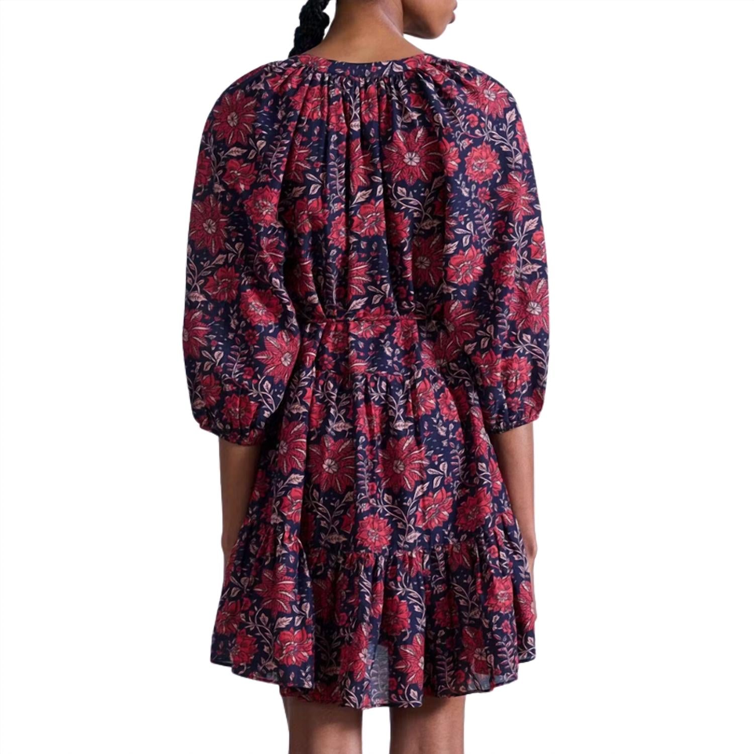 APIECE APART Women's Mini Mitte Dress in heritage scarlet - women's dress - detail view