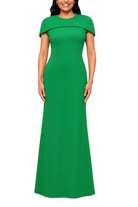 Betsy & Adam - Women's Shanice Cape Floor Length Dress