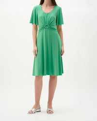 Joseph Ribkoff - Ruched Flutter Sleeves A-line Dress