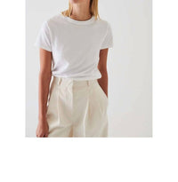 Patrick Assaraf Short Sleeve Iconic Fitted Crew Top in white - women's t-shirt