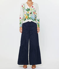 current air Floral Print Scalloped Cardigan in multi - women's cardigan - view 4