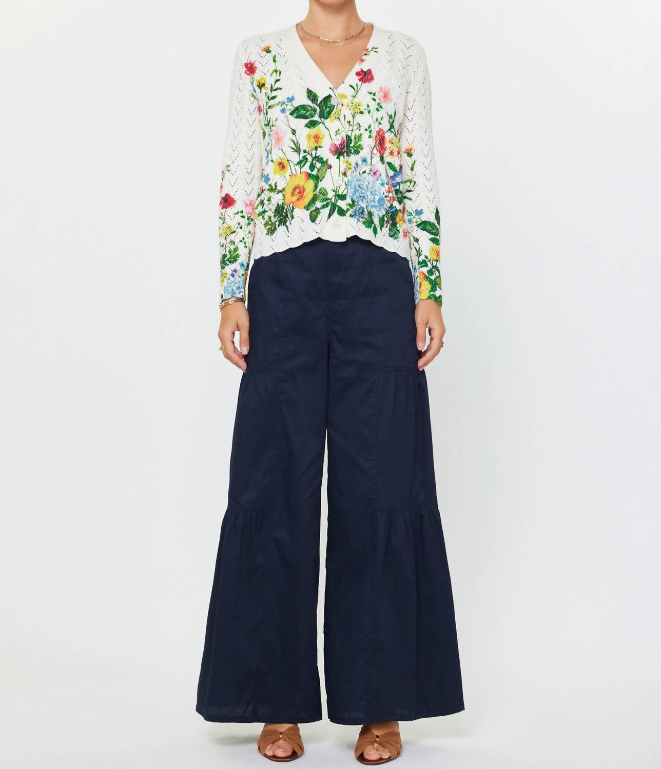current air Floral Print Scalloped Cardigan in multi - women's cardigan - view 4