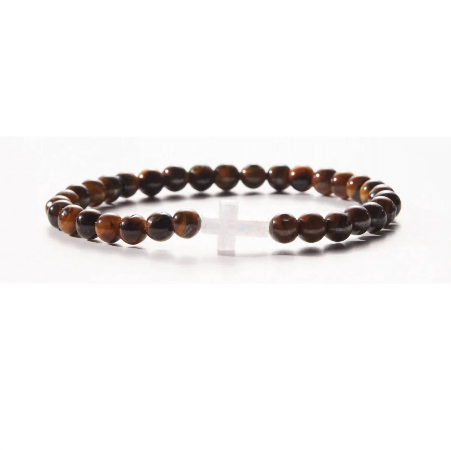 Holy Water Bracelet - Men's Tiger Eye Cross Bracelet