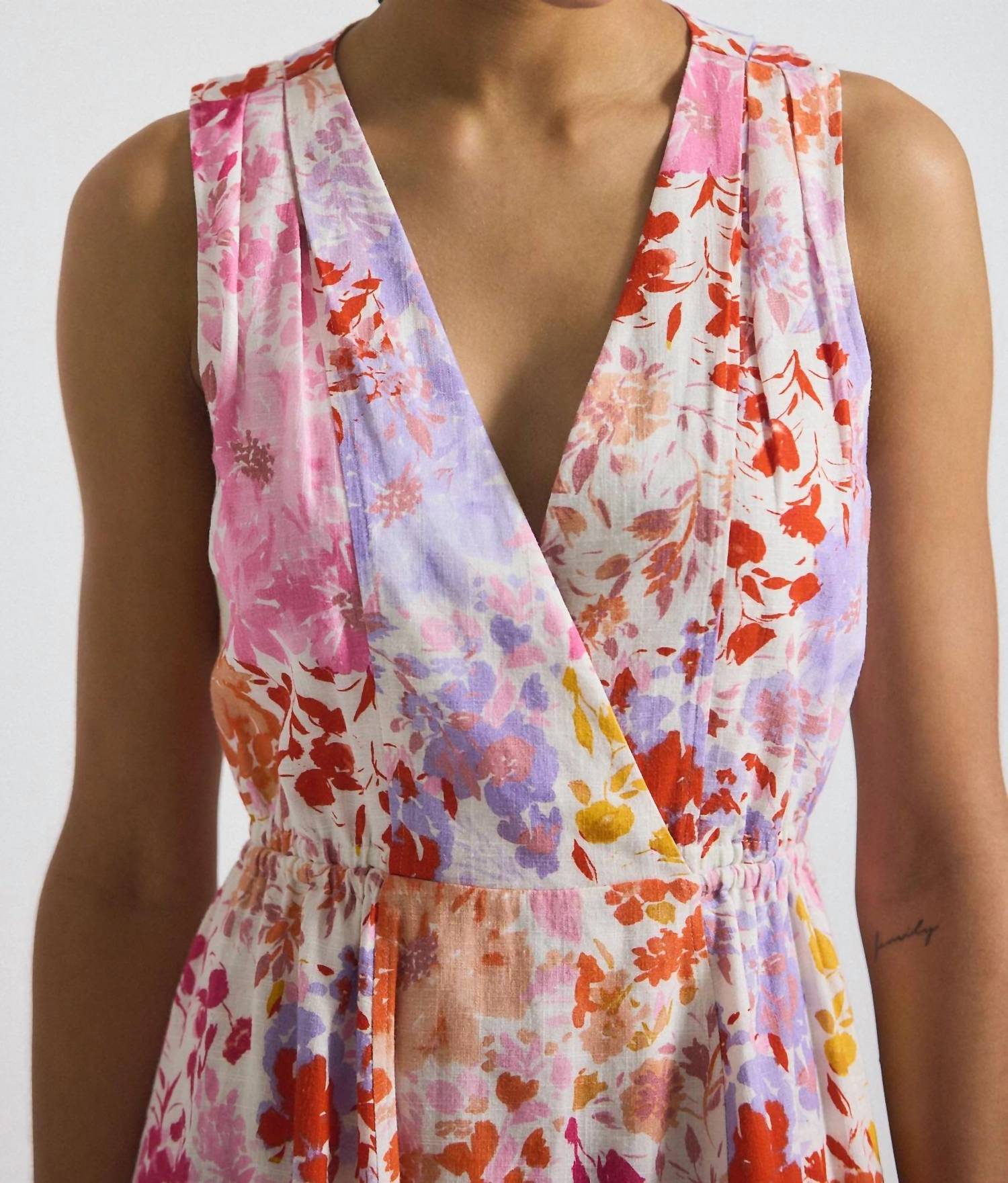 Derek Lam 10 Crosby Tia Floral Stretch Linen Mini Dress in rose multi - women's dress - view 4