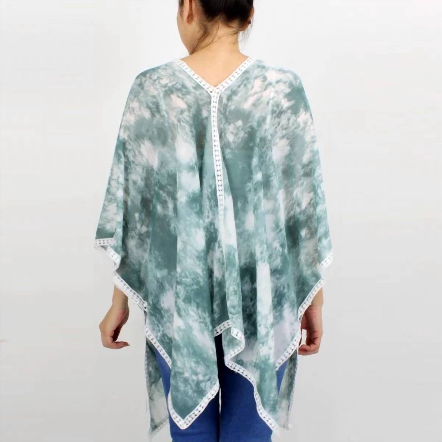 Judson & Company - Tie-dye Crochet Trim Poncho