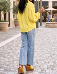 entro Aria Lemon Breeze Blouse in yellow - women's blouse - detail view