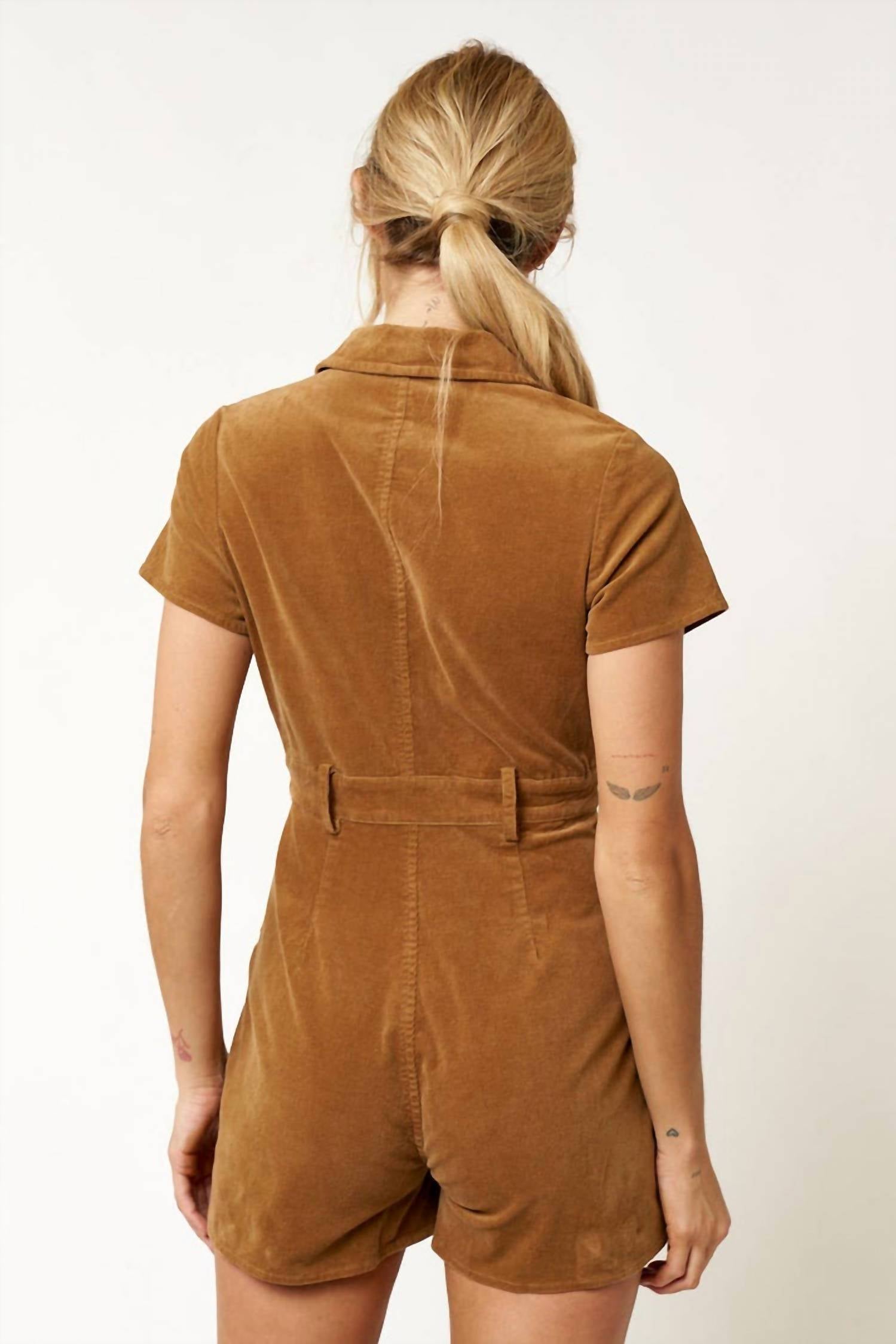Blue Blush - Corduroy Zippered Romper