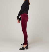Spanx Velvet Leggings in rich burgundy - women's pants - detail view