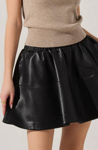 Astr - CHELSEY FLARED FAUX LEATHER SKIRT