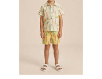 Pepita & Me - Kids' Guayabera Palm Short Sleeve Shirt