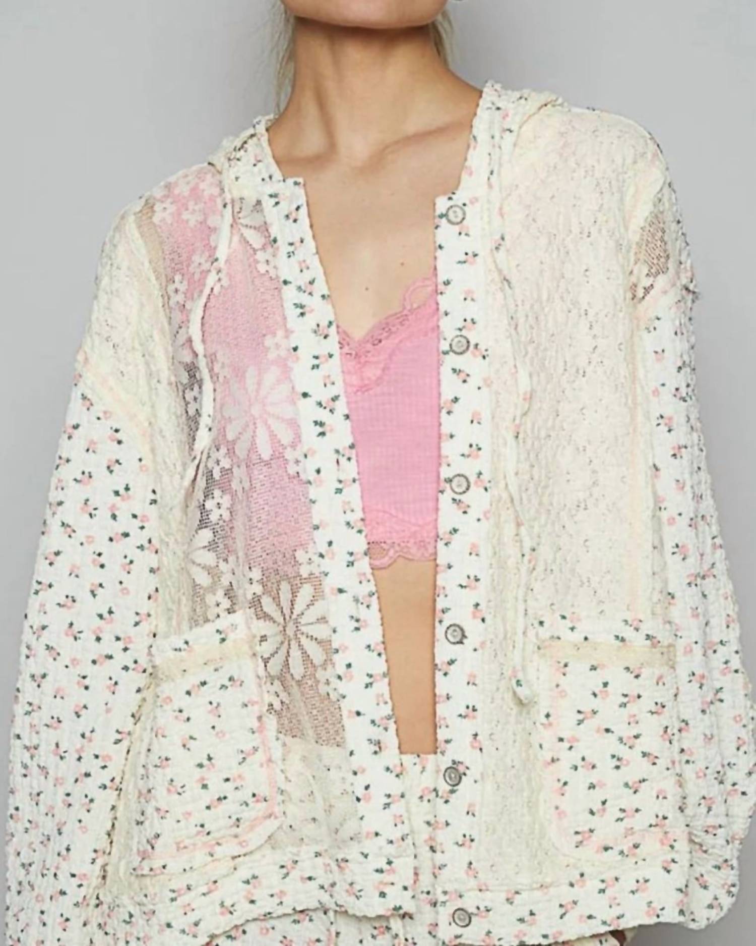 Pol - Ditzy Floral Hoodie Jacket