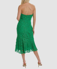 Amur - Strapless Guipure Lace Midi Dress