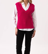 Marble - V-neck Rib Knit Sweater Vest