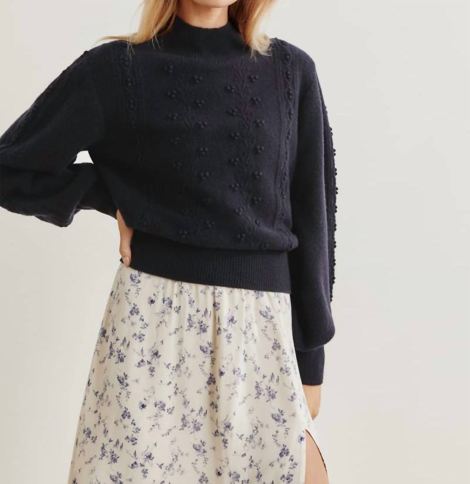 Reformation Sinclair Wool Sweater in navy - women's sweater