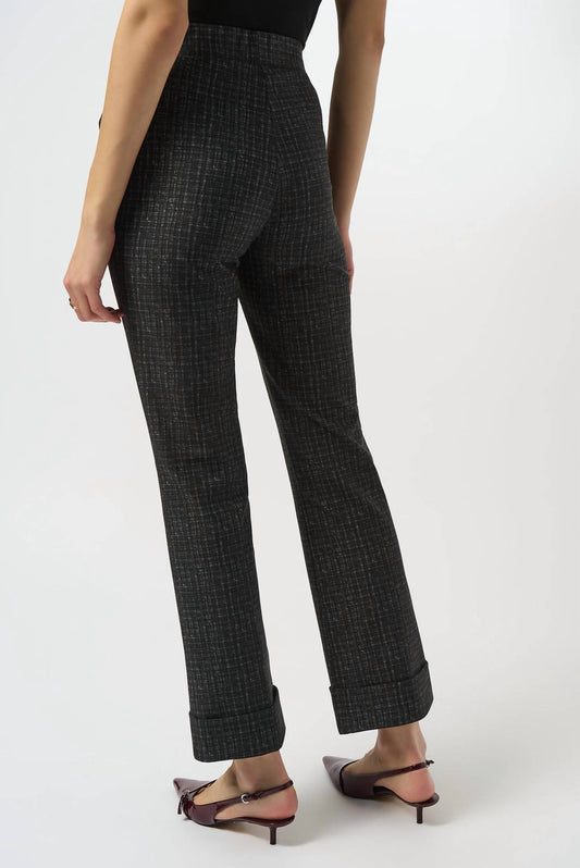 Joseph Ribkoff - Plaid Cuff Heavy Knit Pull-on Flare Pants