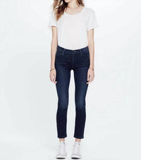 Mother Pre-loved Mid Rise Dazzler Ankle Jeans in dark blue - women's jeans - detail view