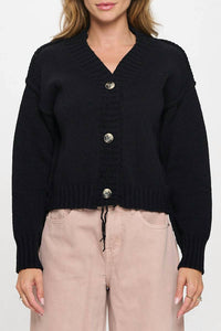 Reneec. - Thick Knit Long Sleeve Cardigan with Buttons