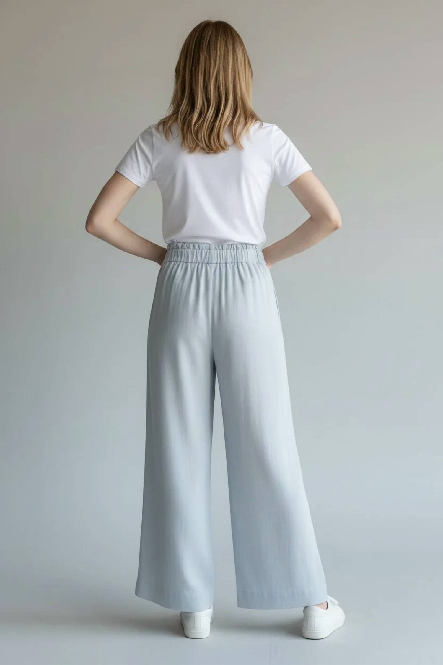 Dex - Pleated Detail Elastic Back Wide Leg Pants