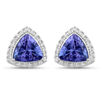 Diana M Jewels Women's Trillion Natural Tanzanite Stud Earrings (3.82 Ct) - Signature Plus in 14k white gold - women's jewelry