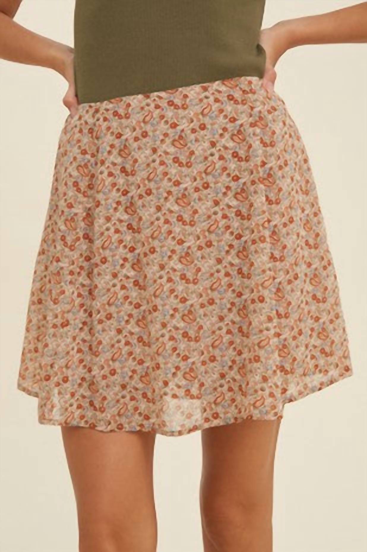 Wishlist - Paisley Floral Lined Mink Skirt