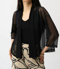 Joseph Ribkoff - Draped Open Front Three-Quarter Sleeves Cover Up