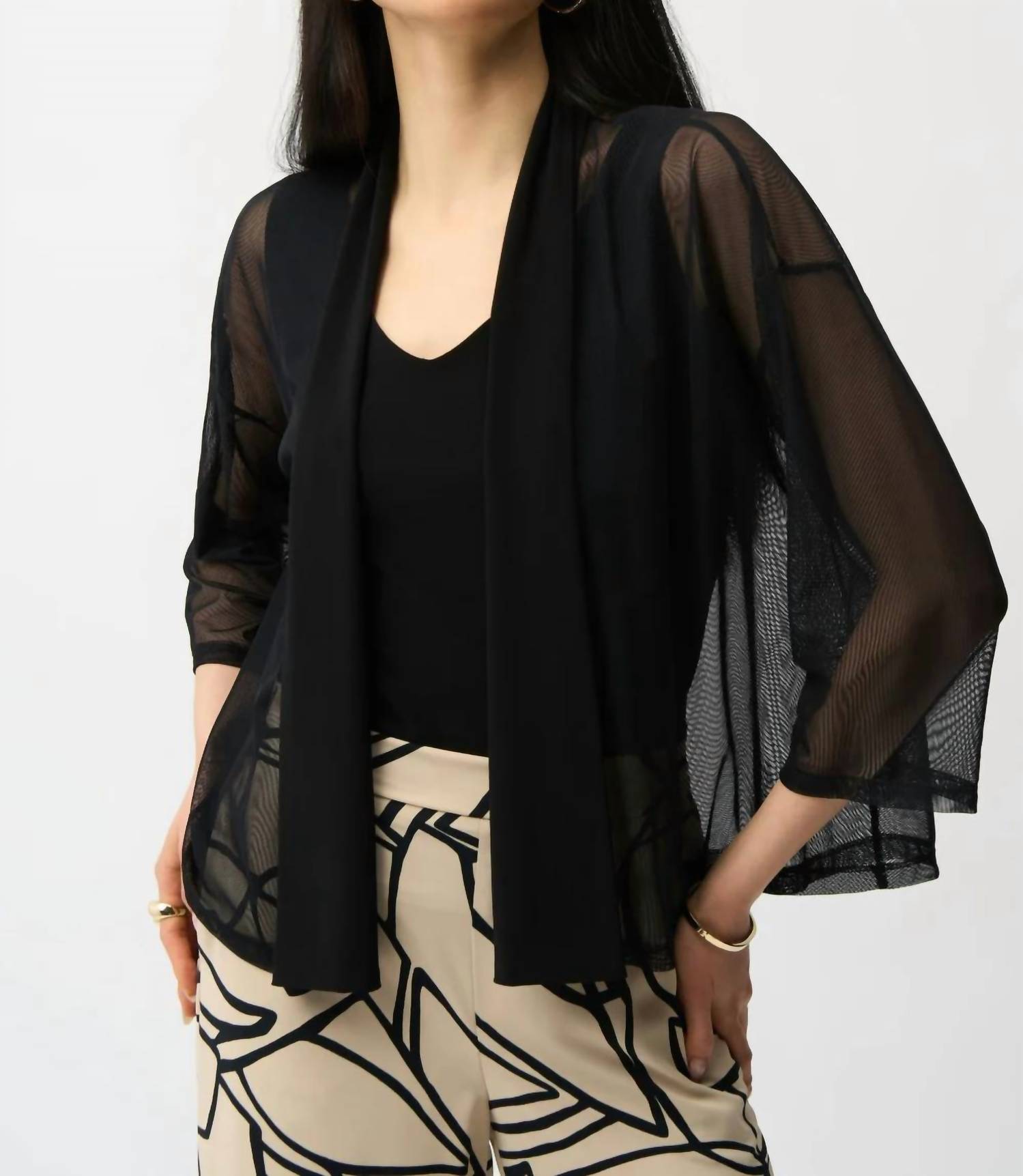 Joseph Ribkoff - Draped Open Front Three-Quarter Sleeves Cover Up