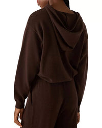STEVE MADDEN Kinny Hooded Sweater Top in dark espresso - women's top - detail view