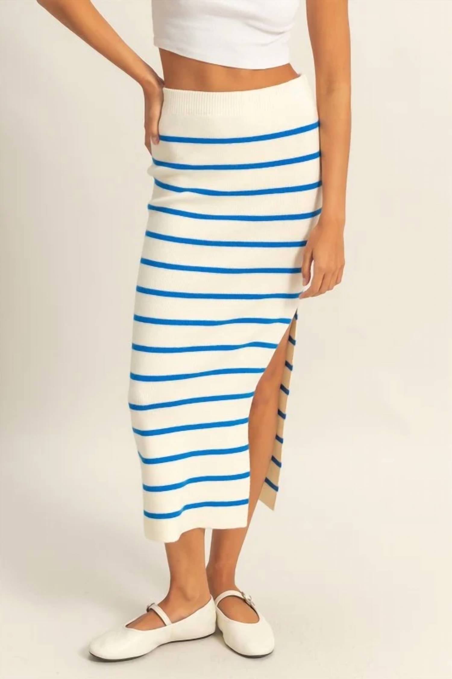 Hyfve - Striped High Waist Bodycon Sweater Skirt