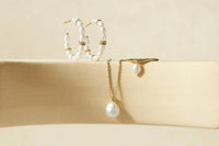 Eklexic - Women's Pearl Beaded Huggie Hoops