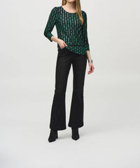 Joseph Ribkoff - Silky Knit Geometric Border Print Top