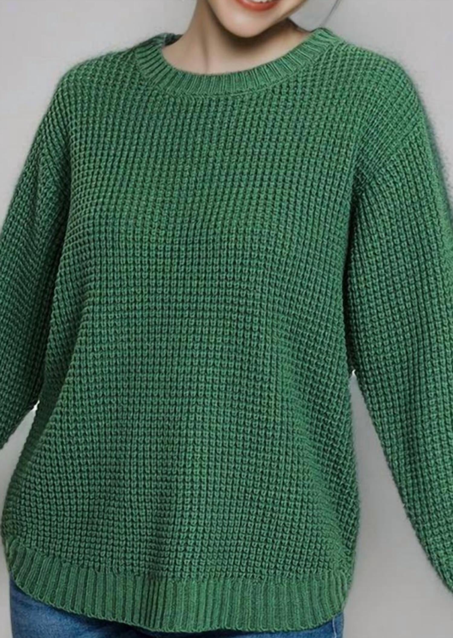 42Pops - High Low Basic Waffle Sweater