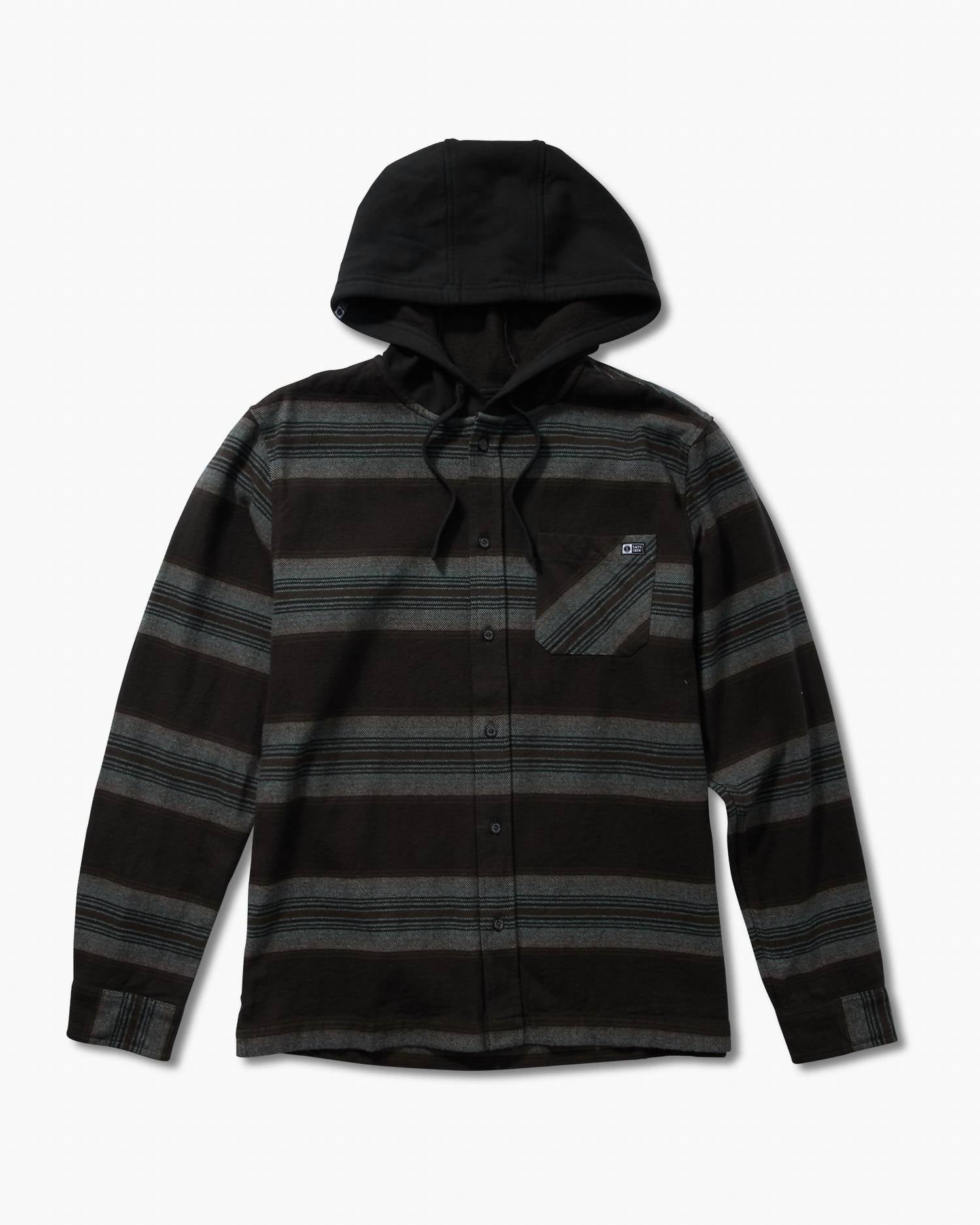 Salty Crew Men's Outback Hooded Flannel Top in coal - men's shirt
