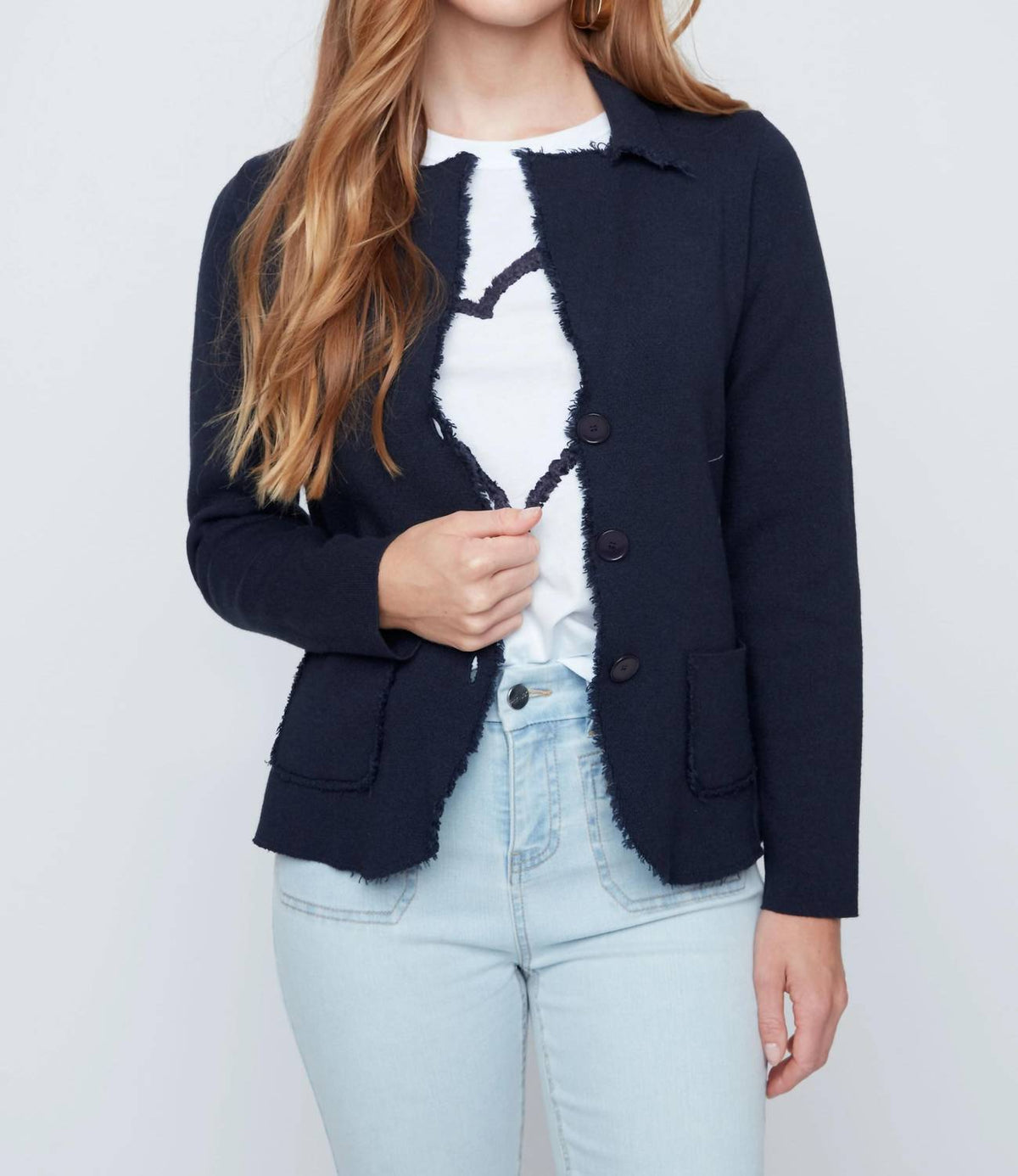 Renuar - Long Sleeve Knit Blazer