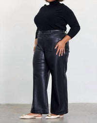 Skies Are Blue - Faux Leather Wide Leg Pants - Plus