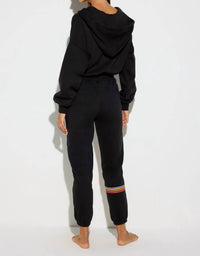 SPIRITUAL GANGSTER Cali Stripe Apres Jumpsuit in black - women's pants - detail view