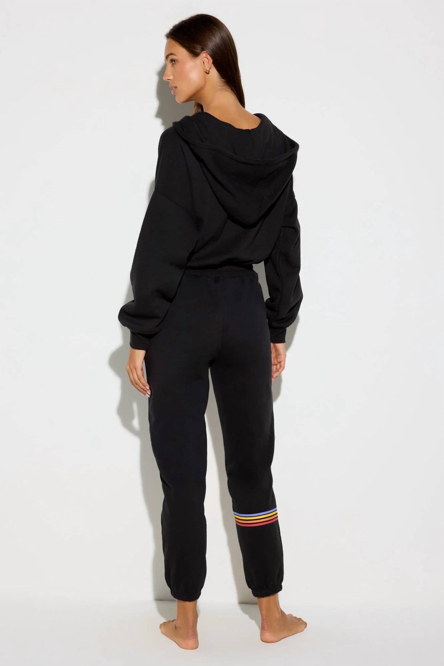 SPIRITUAL GANGSTER Cali Stripe Apres Jumpsuit in black - women's pants - alternate view