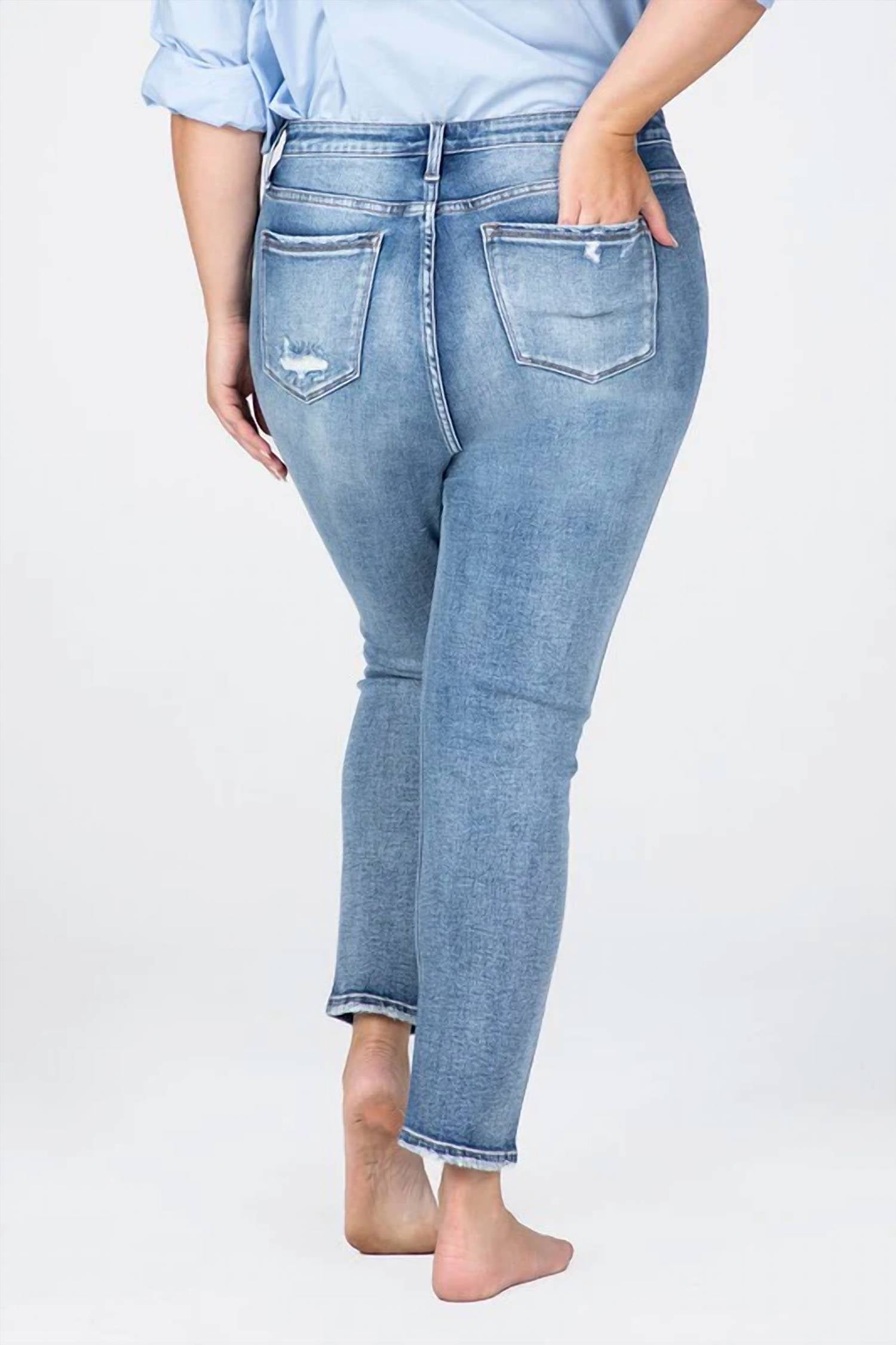 Ceros - High Rise Distress Crop Skinny Jean - Curvy
