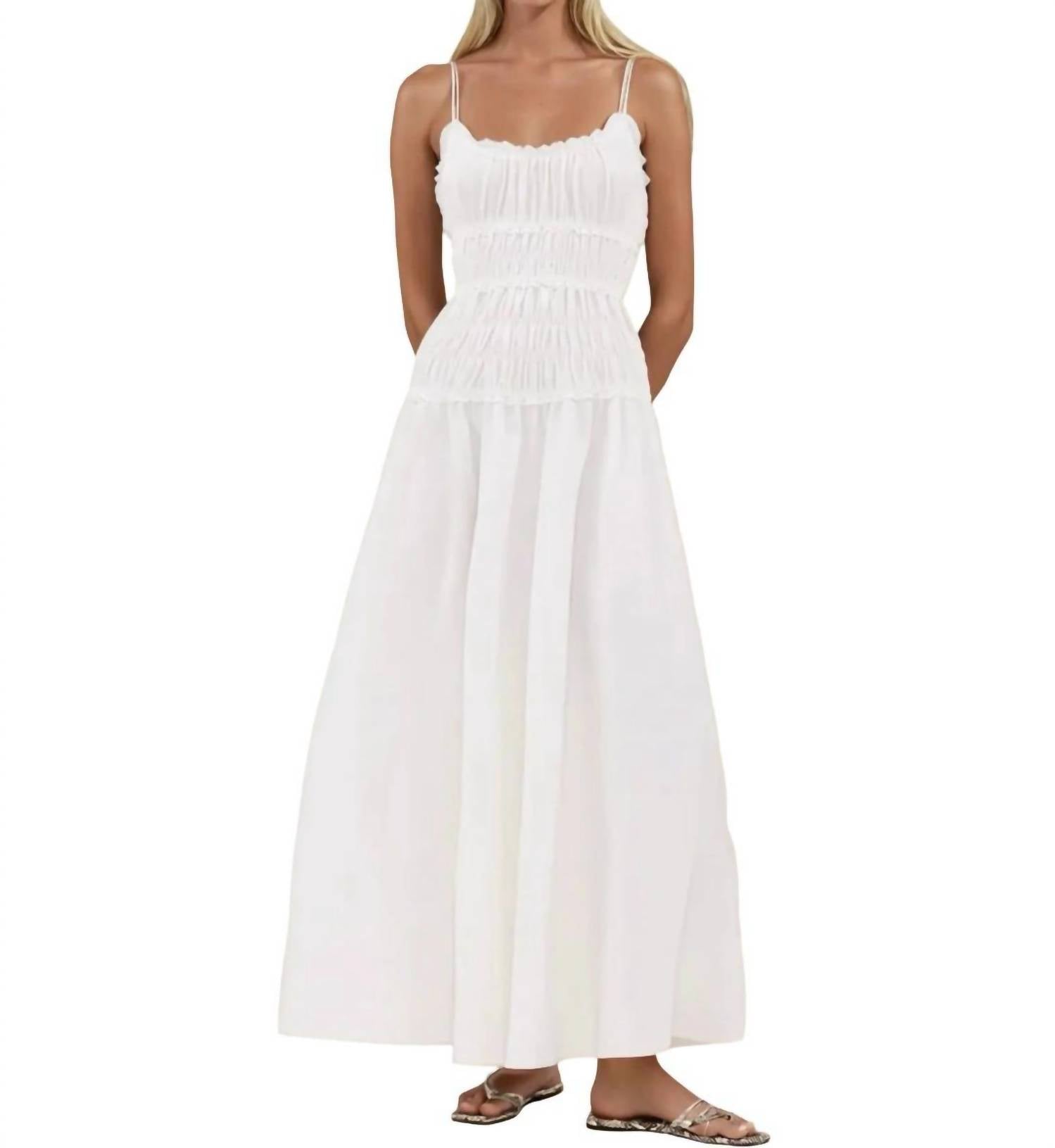 WISTERIA LANE Smocked Maxi Dress in white - women's dress