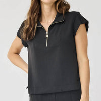 Mary Square - Stephie Quarter Zip Short Sleeve Top