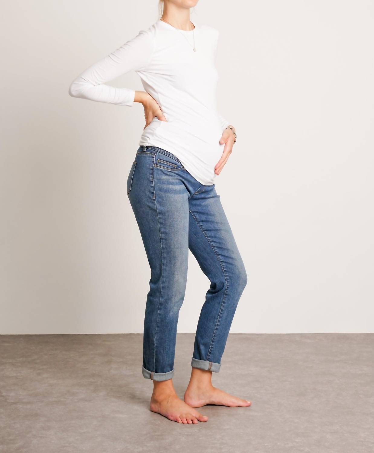 NOM Maternity Liv Long Sleeve Tee in white - women's long sleeve top - view 4
