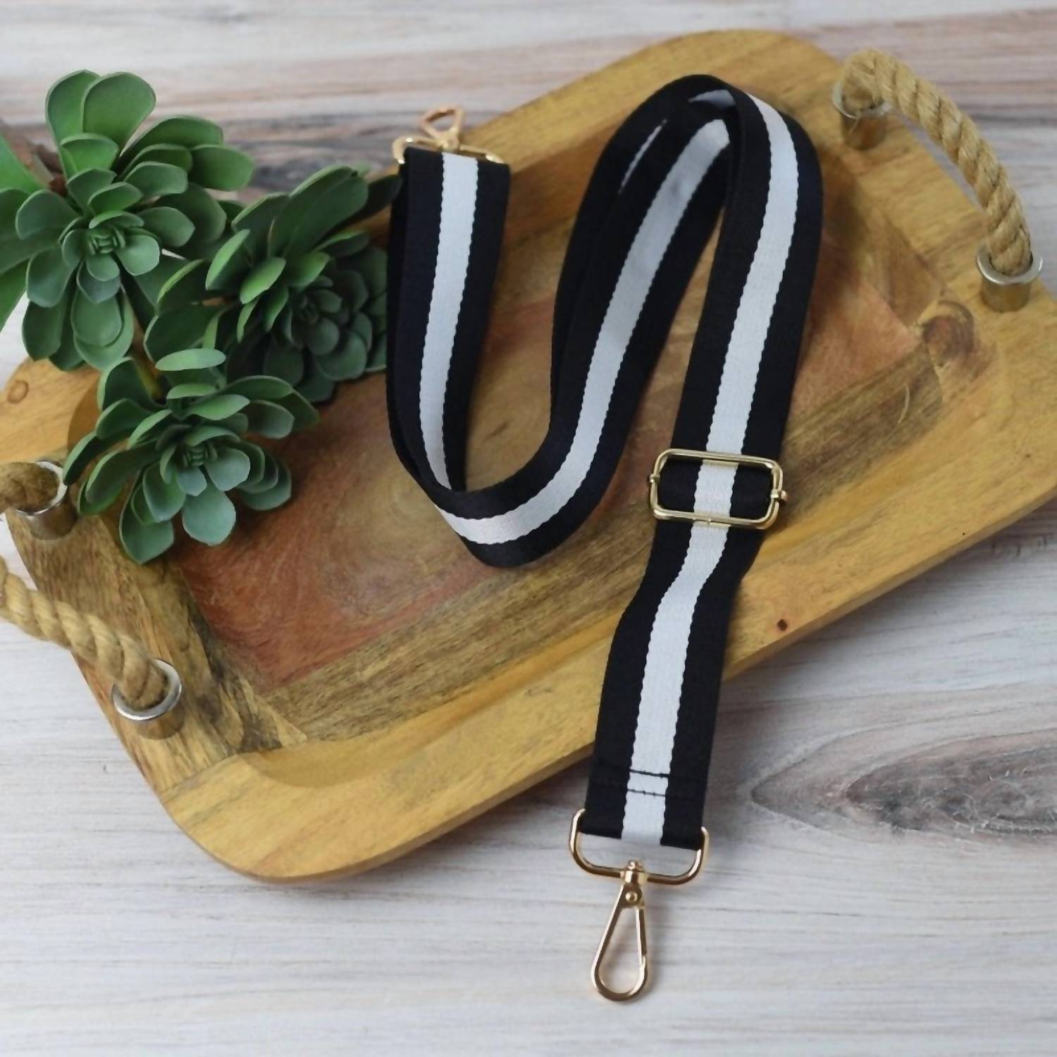 Lauren Lane - Preppy Stripe Adjustable Crossbody Bag Purse Guitar Strap