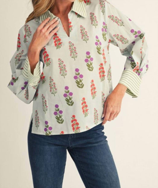 Jodifl - Floral Band Neck Top
