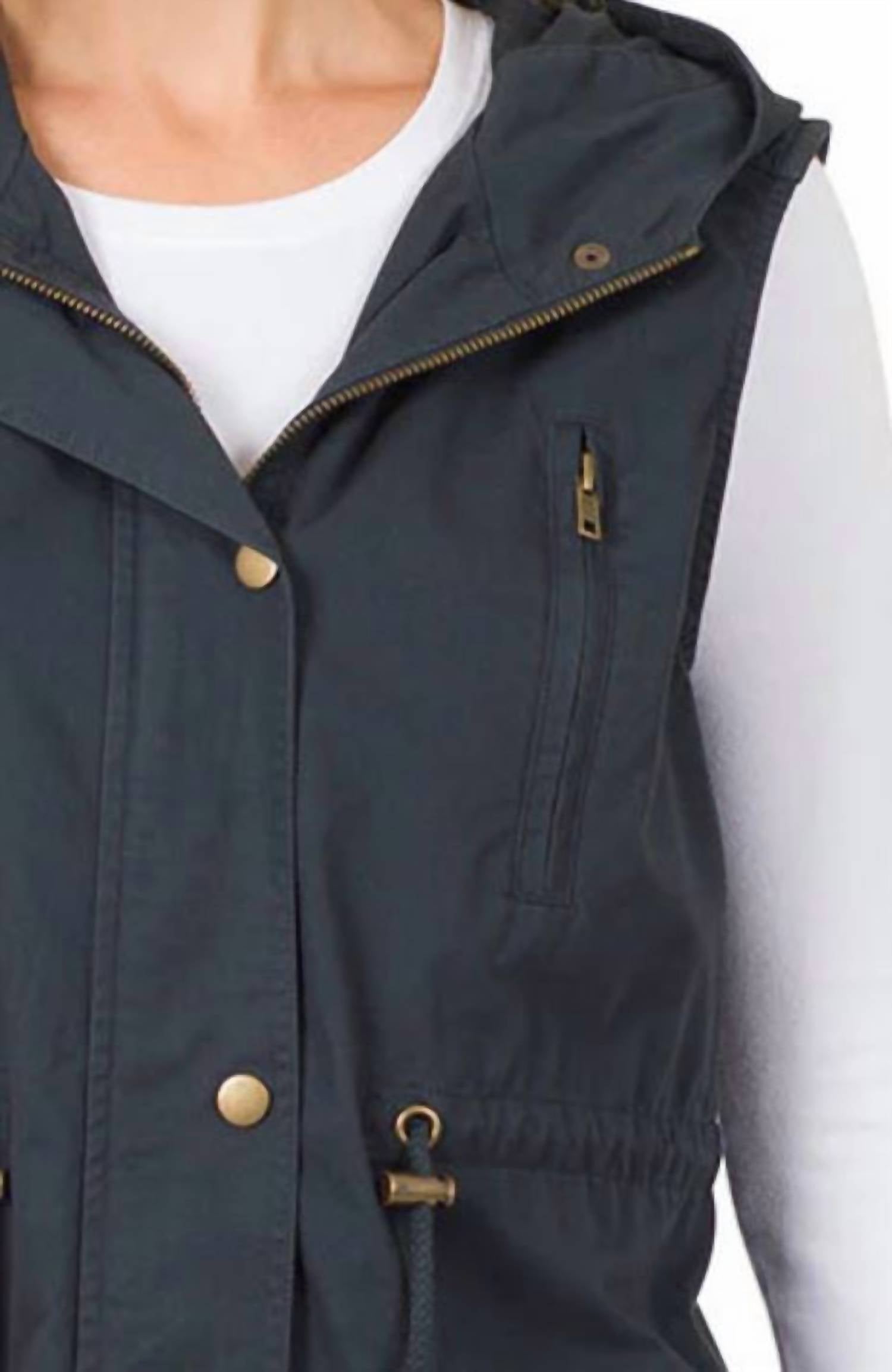 Zenana - Drawstring Waist Hoodie Vest