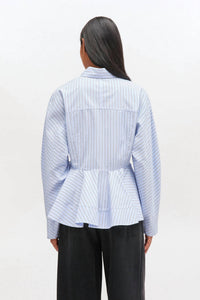 Ganni - Stripe Cotton Peplum Shirt
