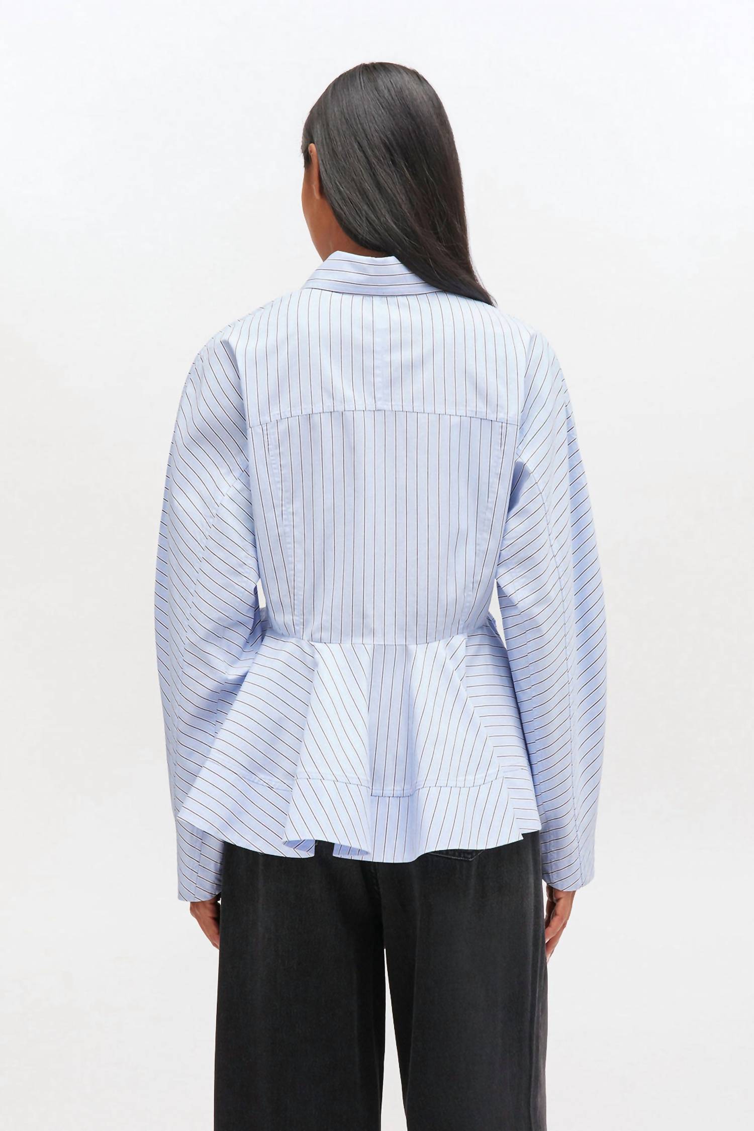 Ganni - Stripe Cotton Peplum Shirt