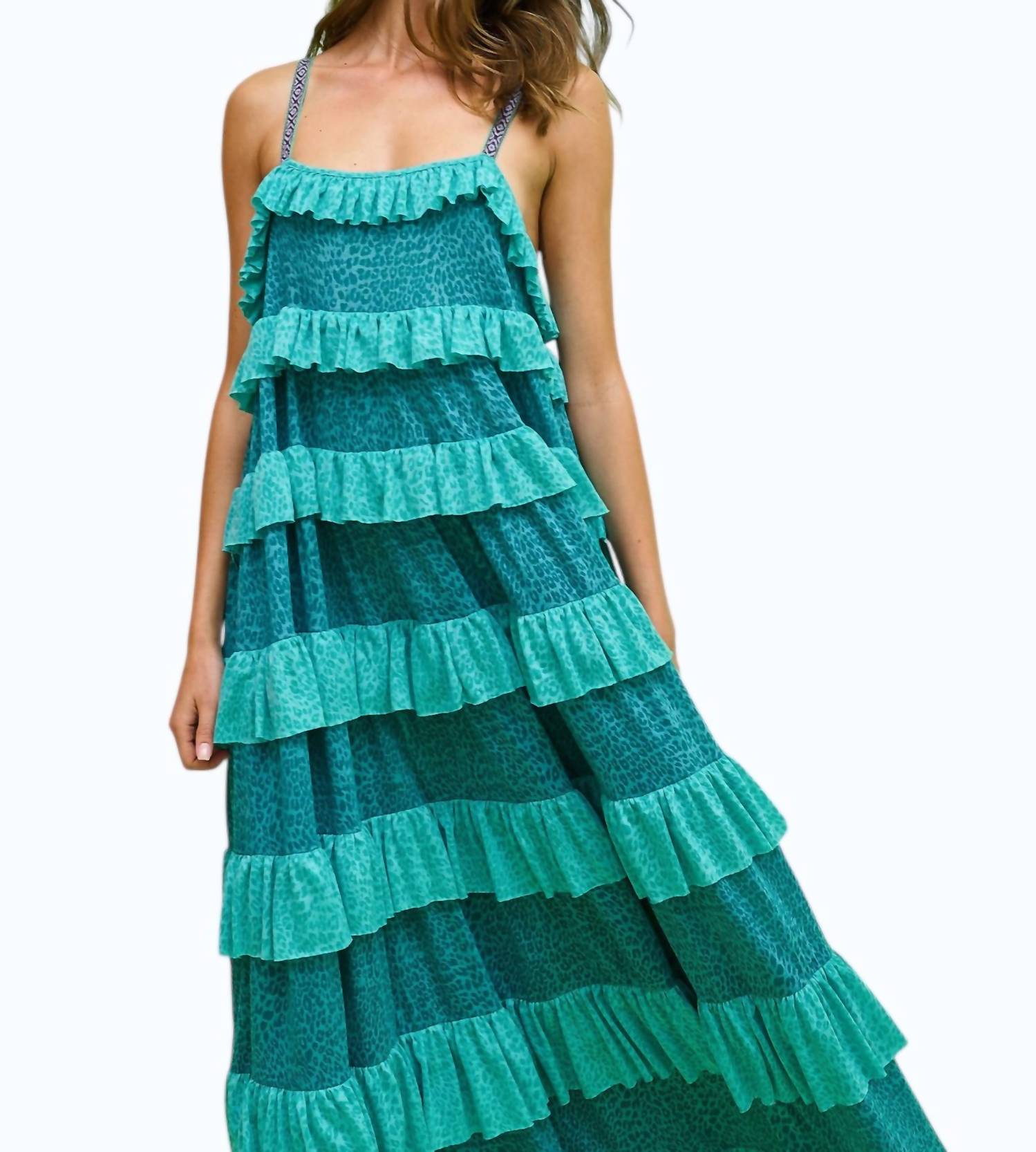 Pitusa - Colorblock Tiered Ruffle Dress