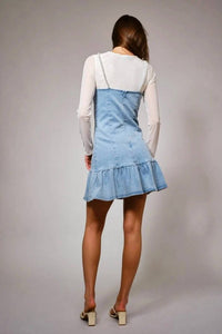 Blue B - Pearl Strap Stretch Denim Mini Dress