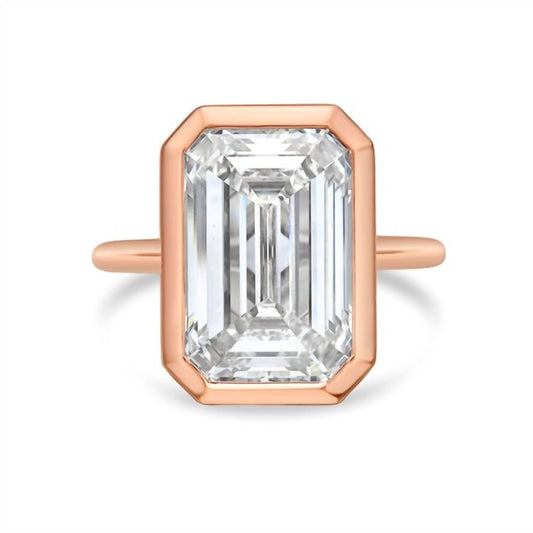 Diana M Jewels - Bezel Solitaire Ring With A 4.00 Ct Lab-grown Emerald-cut Diamond