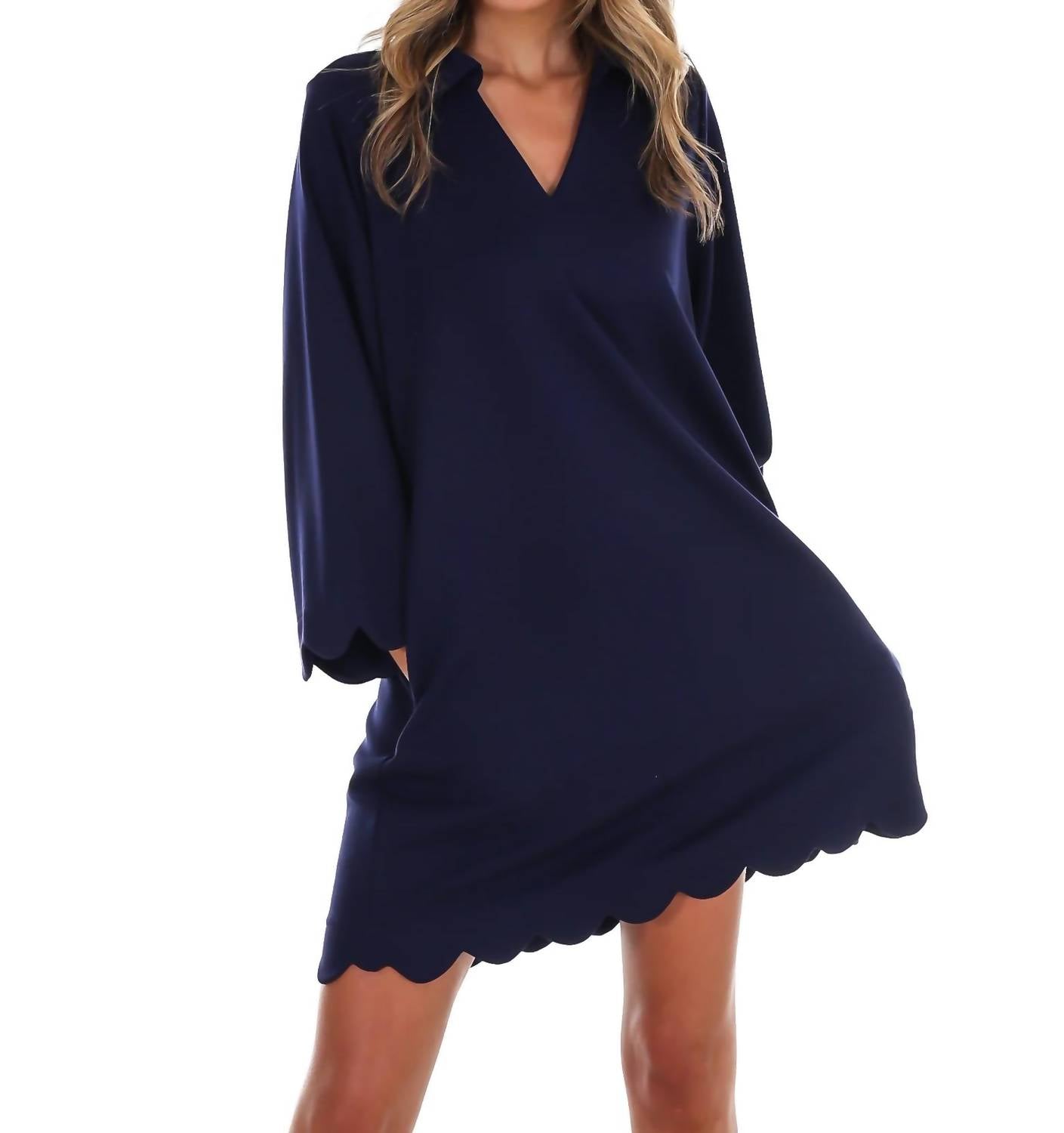 Jodifl - Women's Simply Styled Scallop Mini Dress