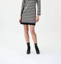 Joseph Ribkoff Herringbone Dress in black white - women's dress - detail view